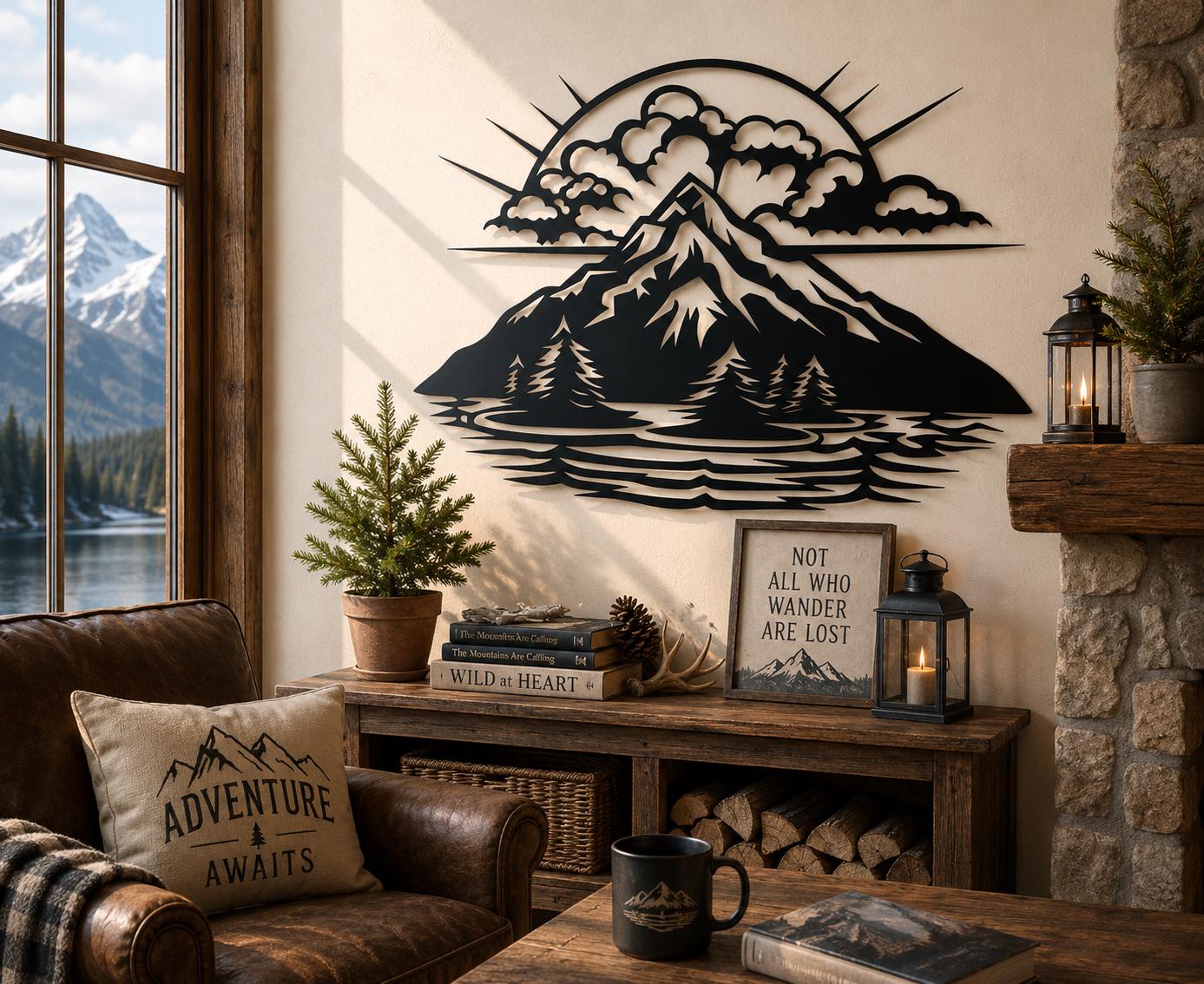 Sunrise Dxf Svg Png Files Nature Mountain Scene Sky Wall Art for