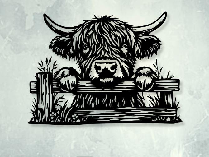 Highland Svg Dxf Png Files Farm Wall Art Cut File for Cnc Laser Plasma ...
