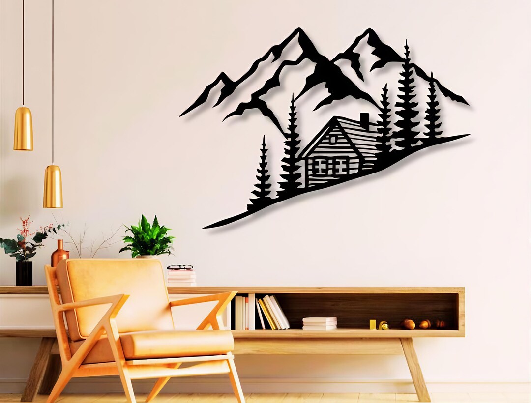 Wood House Dxf , Svg , Files , Chalet Wall Art , Laser Cut , Mountains ...