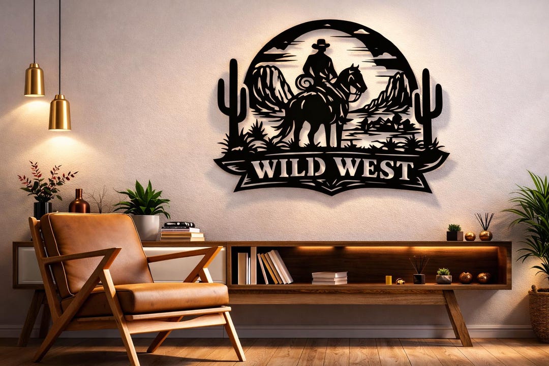 Wild West Svg Dxf Png Files Western Scene Wall Art Cut File for Cnc ...