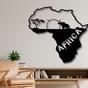 Africa Dxf, Svg, Png, File, Arte murale, Taglio laser, Africa, Africano, Afro, Melanina, Nero, Continente, Per CNC, Laser, Plasma, Taglio