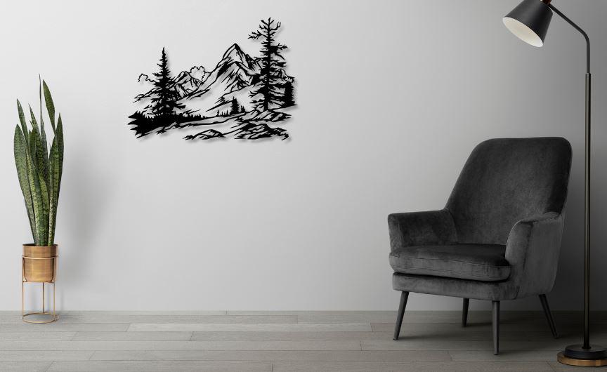 Mountain Scene Dxf Svg Png Files Nature Trees Mountains Cut File for ...