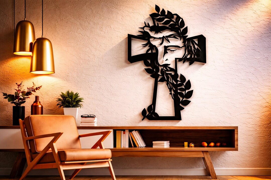Floral Jesus Cross Metal Wall Art Files, CNC Laser Cut (svg, Dxf, Png ...