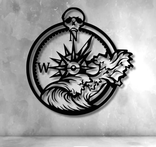 Skull Compass Sea Wave (svg, Dxf, Png), CNC Laser Cut File - Etsy Australia