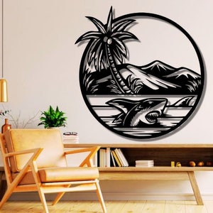 Palm Trees Beach Sunset Scene Vinyl Decal V2 - Camper Graphics Coast Travel  - Die Cut Sticker