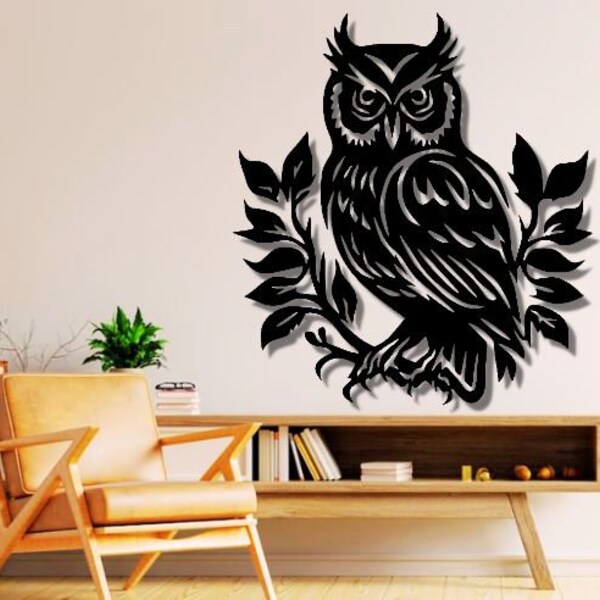 Owl Dxf , Svg , Png , Files , Owl , Bird , Leaves , Branch , Cut , File , For , Cnc , Plasma , Laser