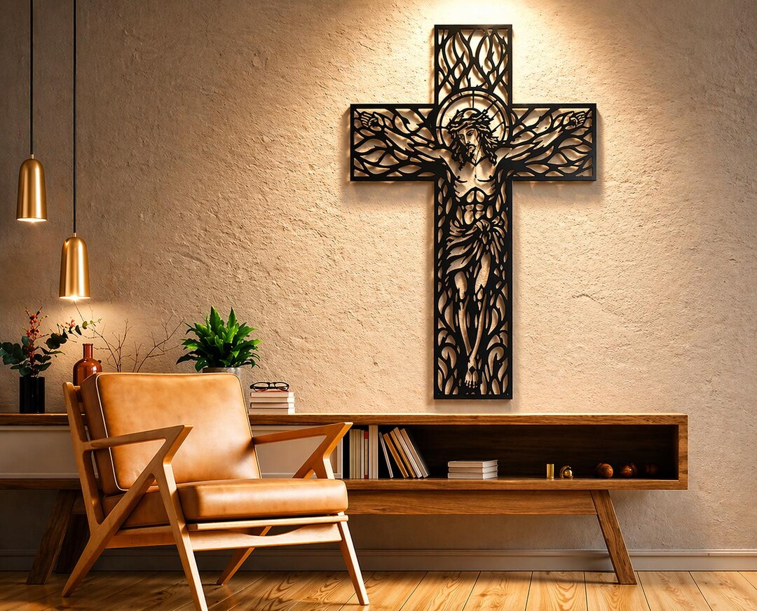 Jesus Cross Dxf Svg Png Files Wall Art Cut File for Cnc Laser Plasma ...