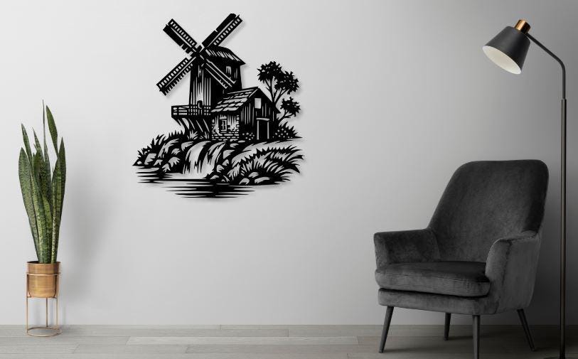 Cnc Router Windmill Sign Windmill Svg Dxf Png Files Vector Art Cut File for Cnc Laser Plasma ...