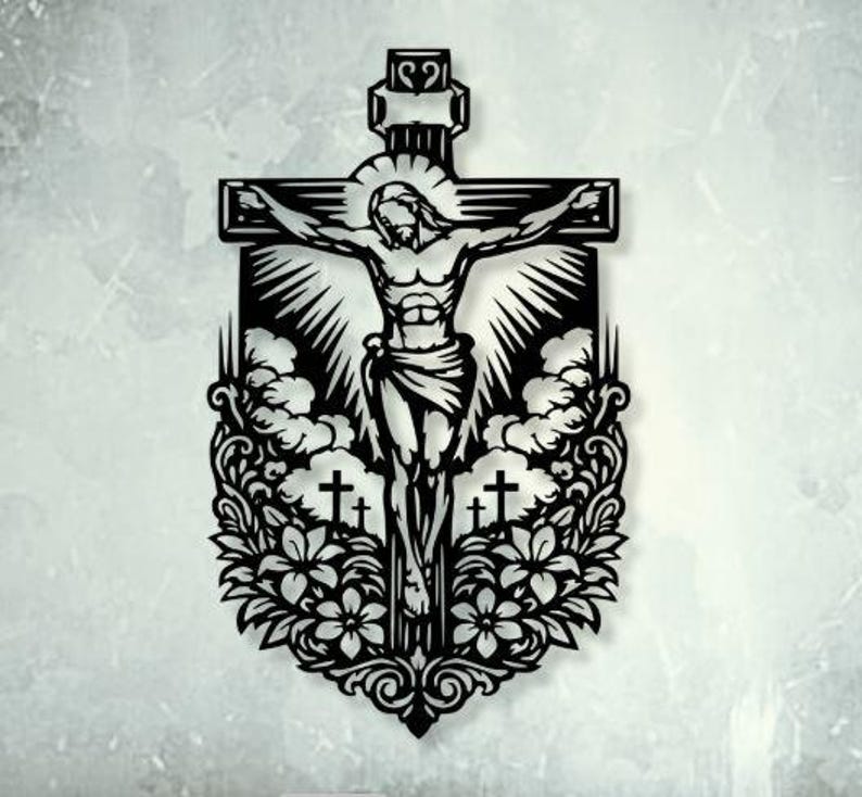 Jesus Cross Dxf Svg Png Files Wall Art Decor for Cnc Laser Plasma ...