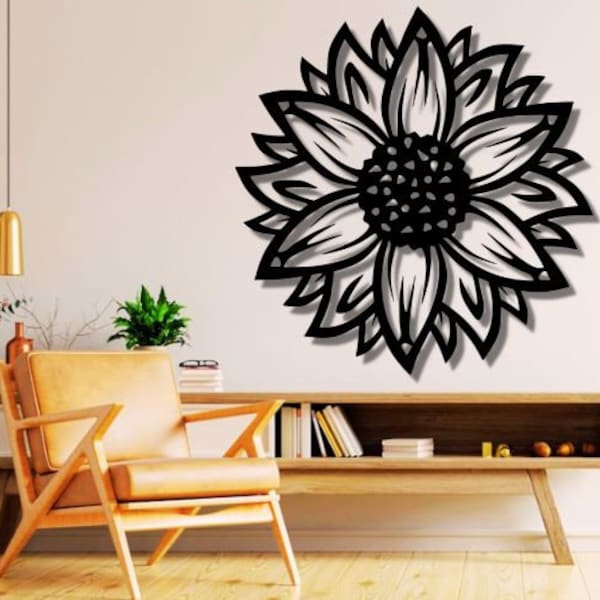 Sunflower Dxf Svg Png Files , Sunflower , Flower , Flowers , Wall , Art , Cut , File , For , Cnc , Plasma , Laser