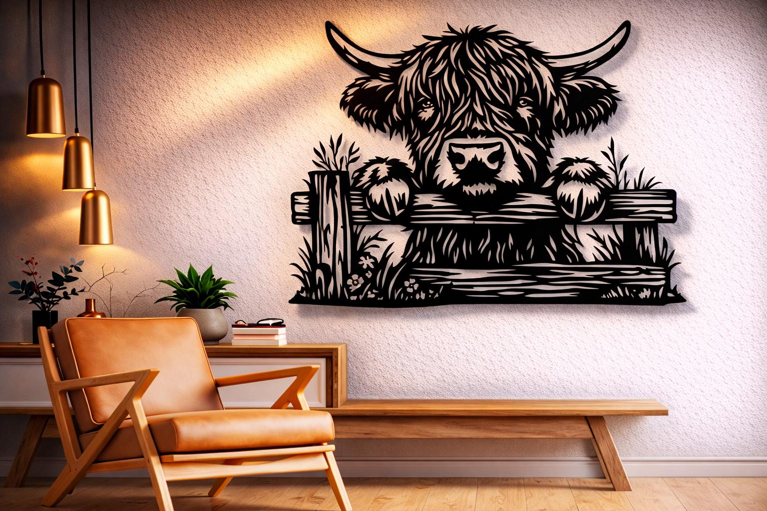 Highland Svg Dxf Png Files Farm Wall Art Cut File for Cnc Laser Plasma ...