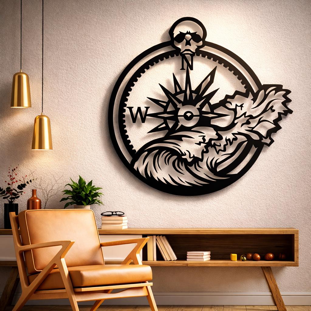 Skull Compass Sea Wave (svg, Dxf, Png), CNC Laser Cut File - Etsy Australia