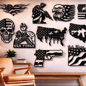 American Flag & Patriotic Svg Dxf Png Files 10 Design Bundle Laser Plasma Cricut Cut Files