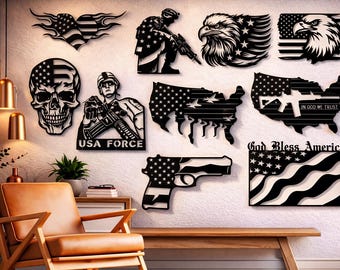 American Flag & Patriotic Svg Dxf Png Files 10 Design Bundle Laser Plasma Cricut Cut Files