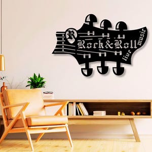 Rock n Roll Dxf Svg Png Files Rock Music Live Guitar Wall Art , Laser , cut , For Cnc , Laser , Plasma , Glowforge