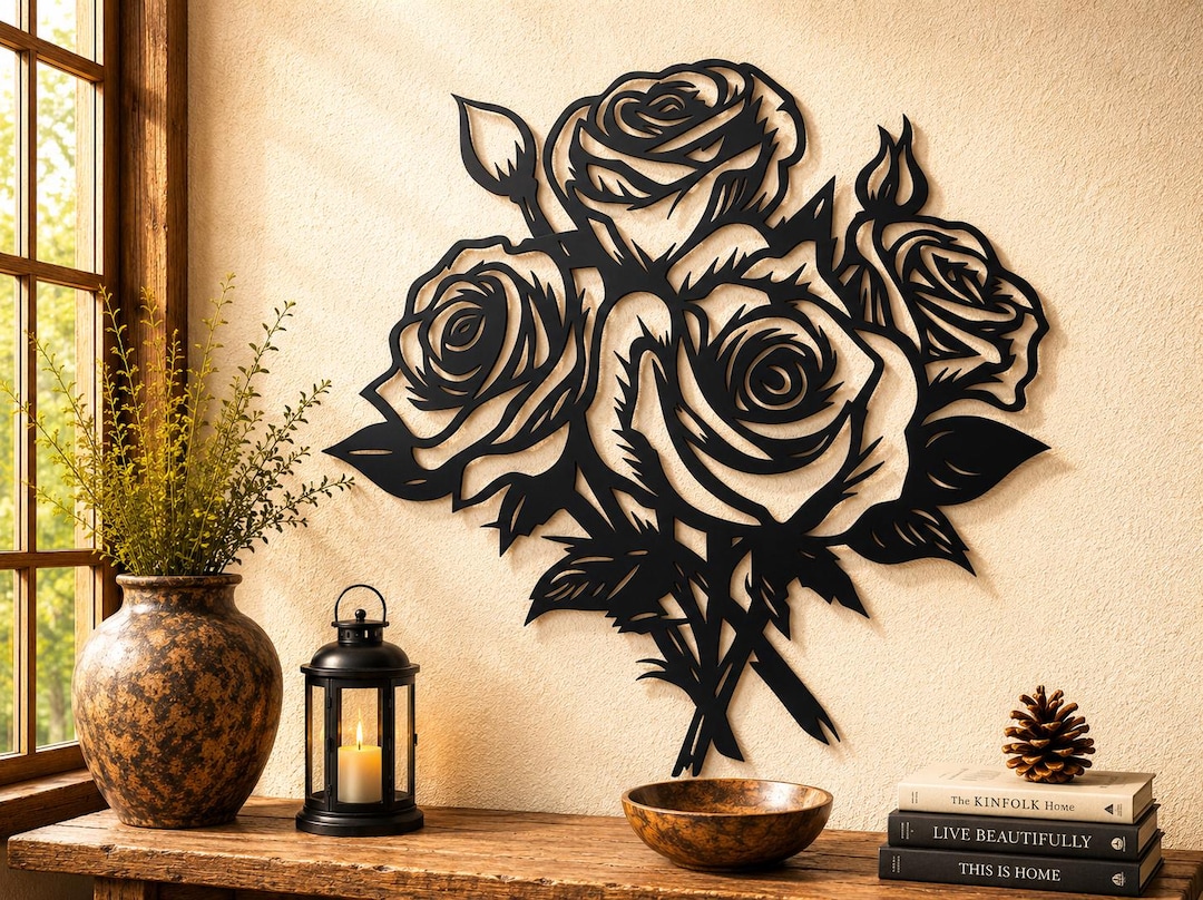Rose Bouquets SVG DXF PNG Files Roses Vector Art Cut for Cnc Plasma ...