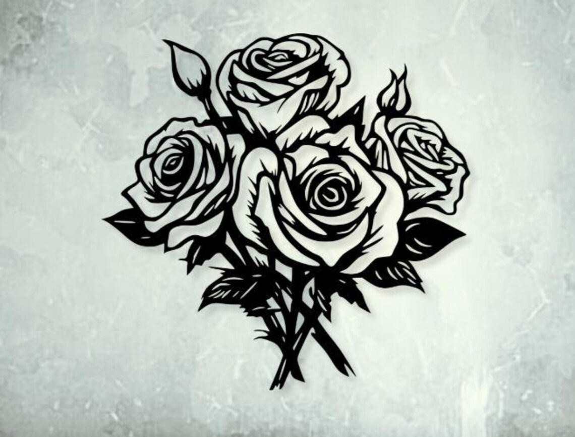 Dxf Roses Arch Rose Bouquets SVG DXF PNG Files Roses Vector Art Cut for Cnc Plasma ...