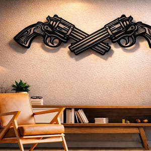 Crossed Revolvers Metal Wall Art Files (SVG, DXF, PNG)