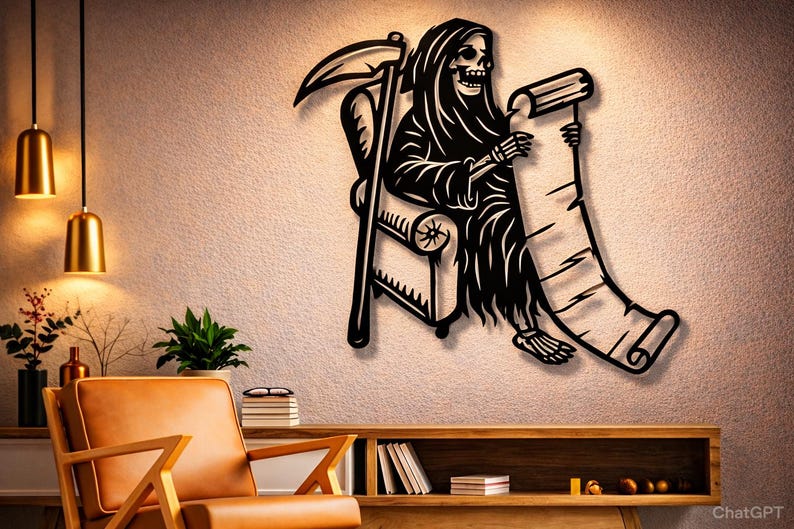 Grim Reaper Dxf Svg Png Files Metal Wall Art Files, Funny Horror ...