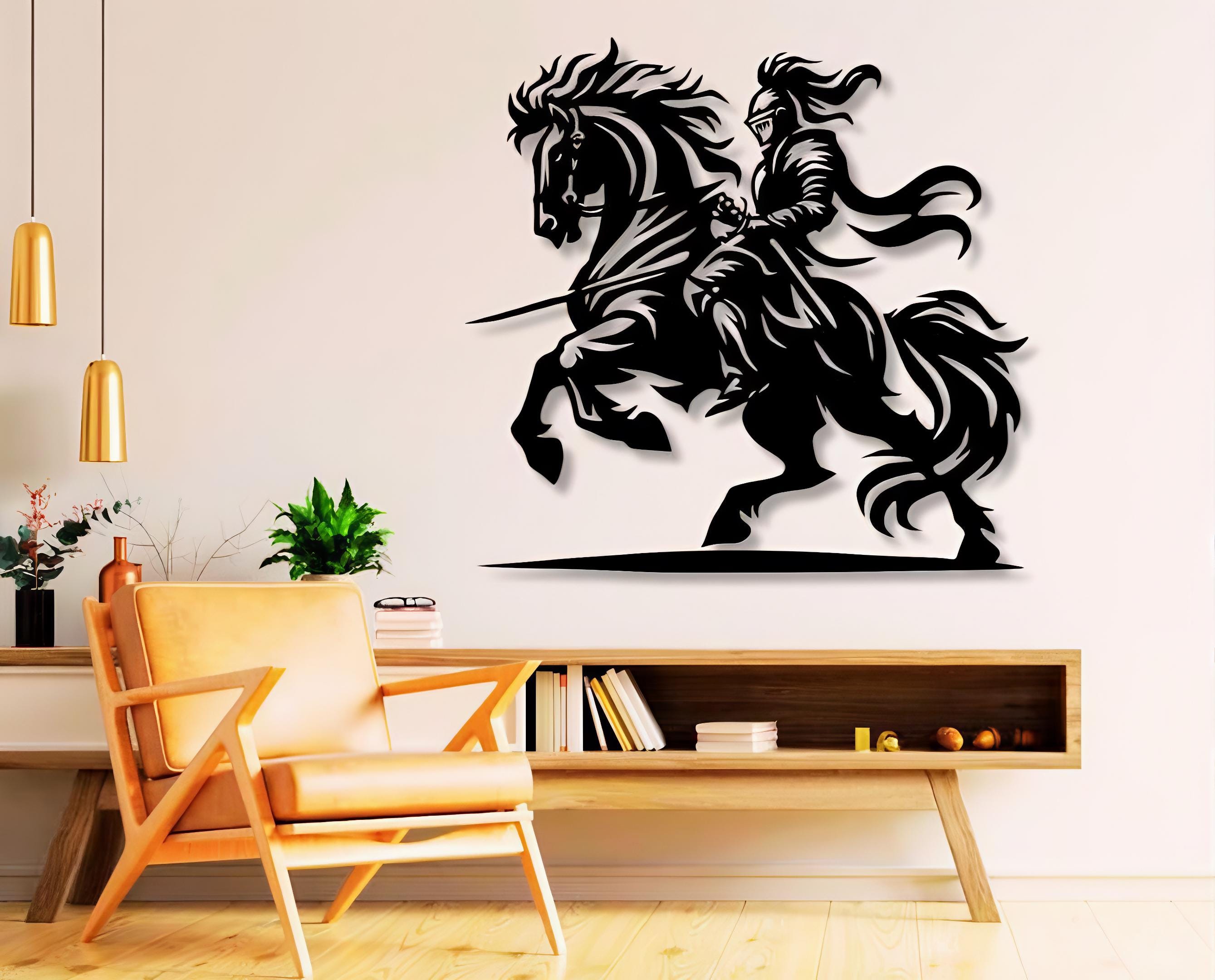 Old Warrior Dxf Svg Png Files Wall Art Cut Files Horse Rear for Cnc ...