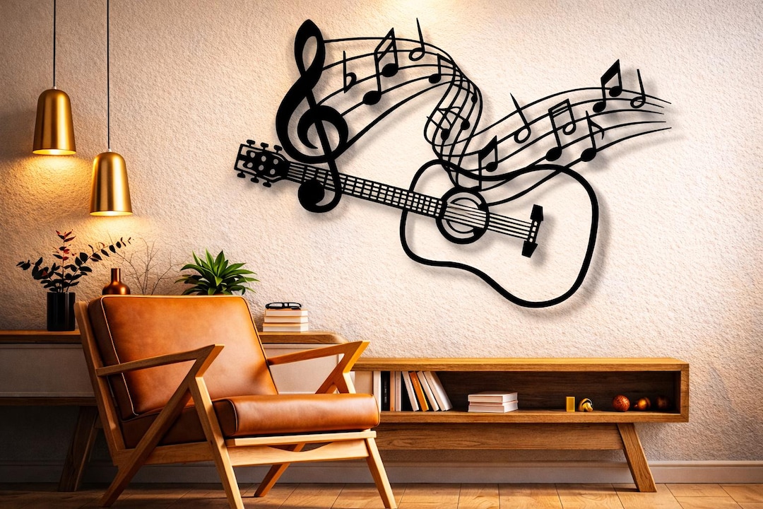 Guitar Music Notes Metal Wall Art (cnc, Laser Cut Files - Svg, Dxf