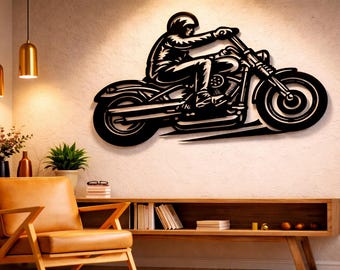 Motorcycle Metal Wall Art-bestanden, CNC-laserplasmagesneden (svg, dxf, png)