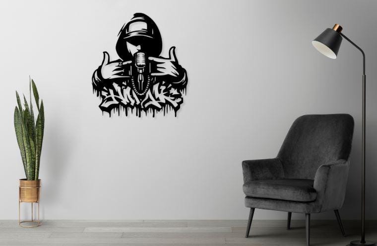 Rap Singer Wall Art, Hip Hop Vector Cut File (SVG, DXF, PNG) - Etsy