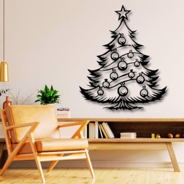 Christmas Tree Dxf , Svg , Png , Files , Merry , Christmas , Ornaments , Star , Tree , Wall , Art , Cut , File , For , Cnc , Plasma , Laser
