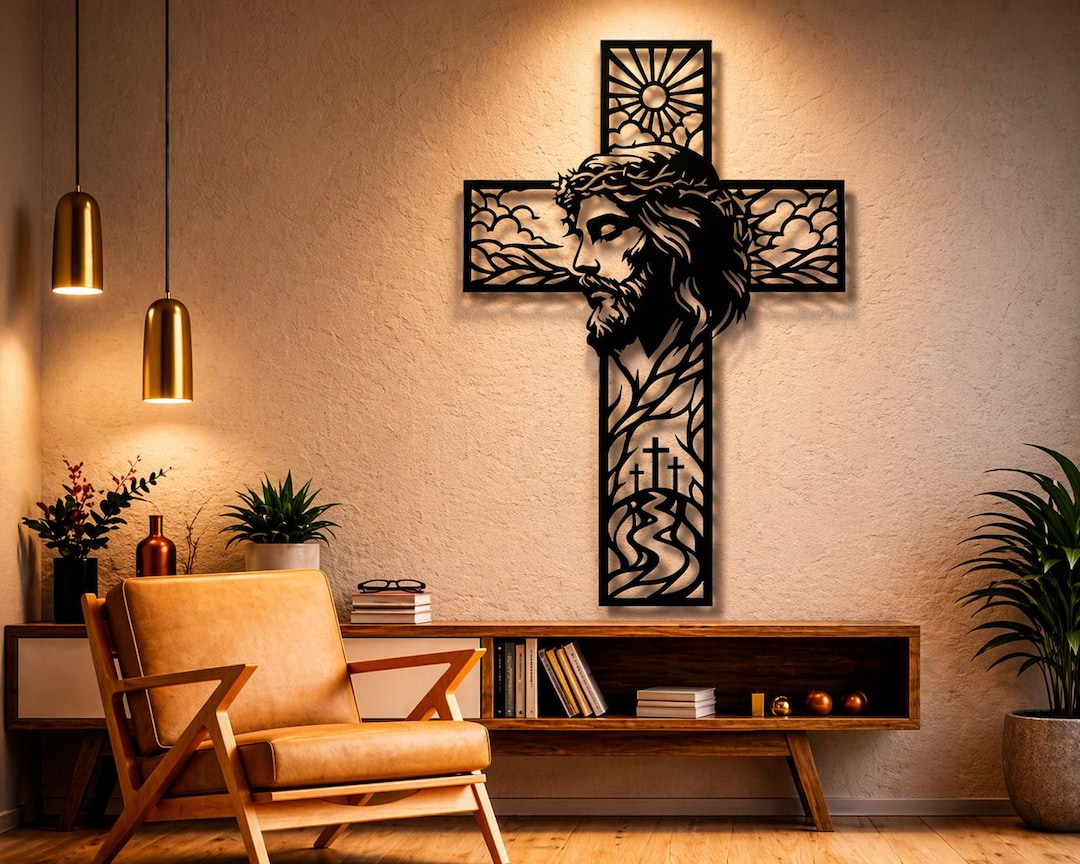 Jesus Cross Dxf Svg Png Files Wall Art Cut File for Cnc Laser Plasma ...