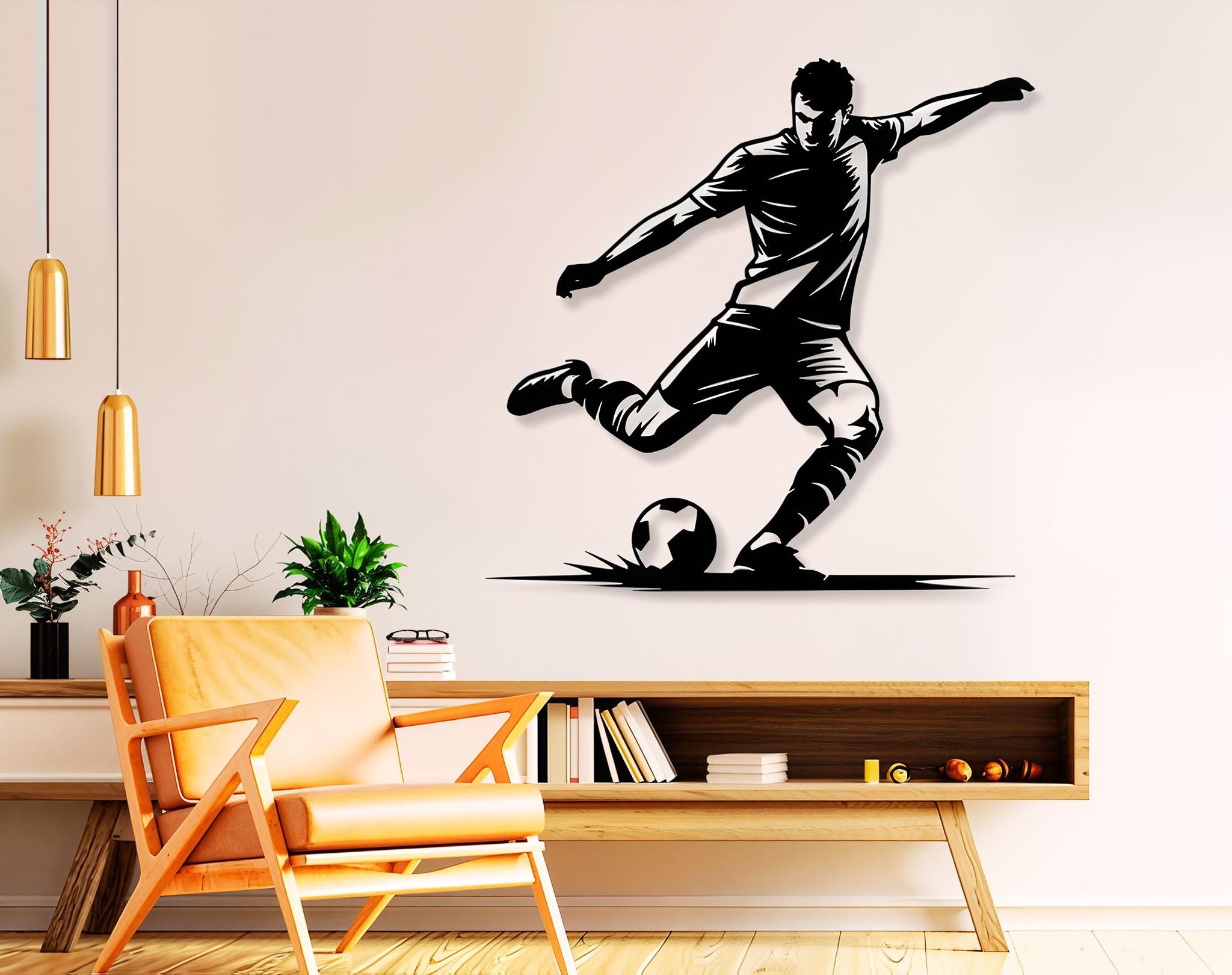 サッカー選手のウォールアート：ベクターカットファイル（SVG、DXF