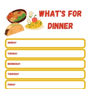 Printable Weekly Meal Planner| Meal Tracker| Dinner Planner| Digital Download Planner| Dinner Menu| Printable Meal Planner| Kitchen Planner