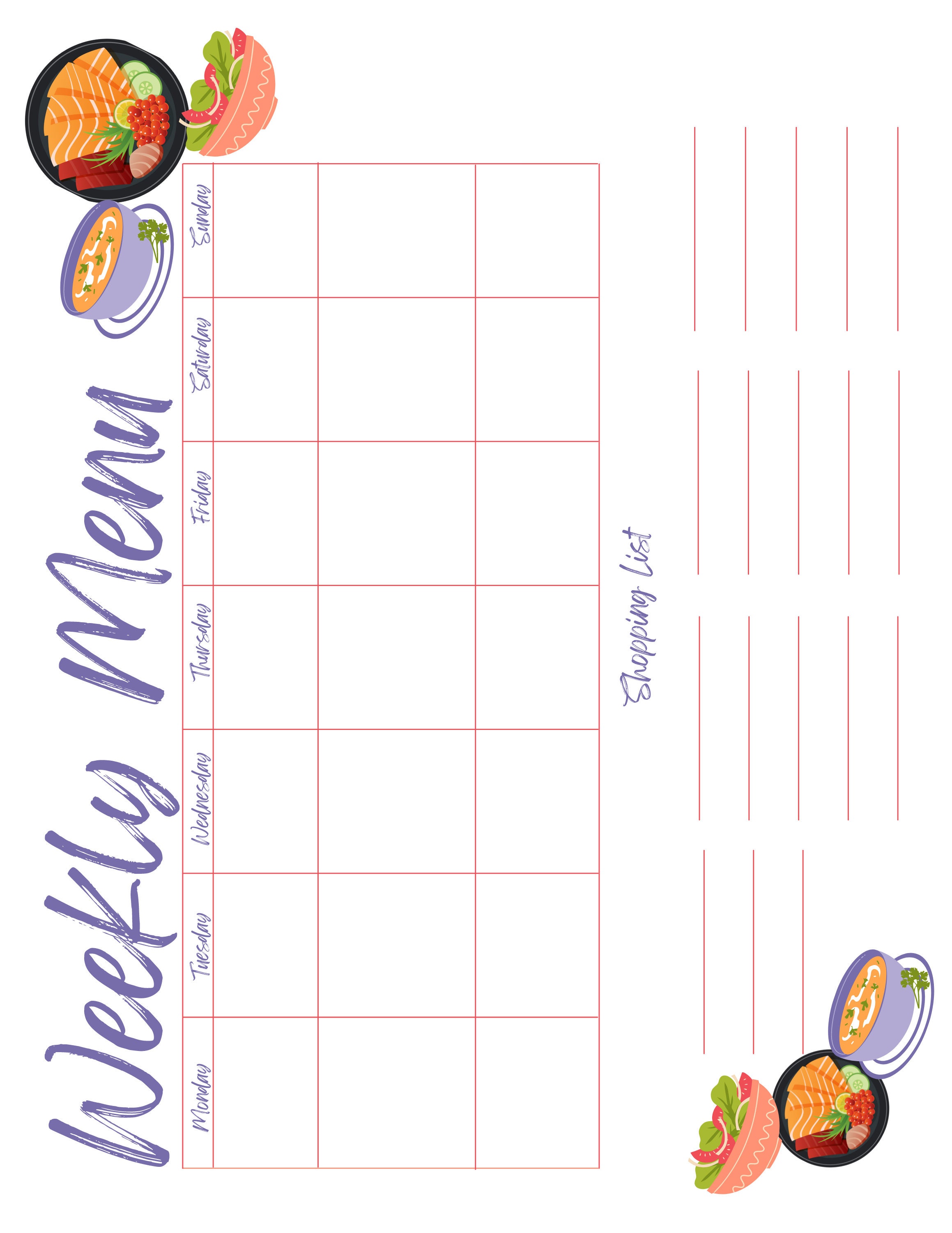 Meal Planner Template Meal Tracker Meal Prep Planner Printable Meal ...