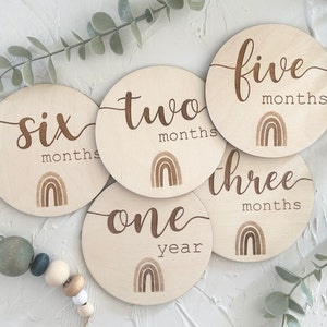Wooden Monthly Milestones, Engraved Birth announcement, Baby, Photo Props, Rainbow Baby Markers, Postpartum Gifts, Baby Shower Gifts