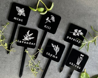 Herb and Vegetable Garden Stakes, Plant Markers, Vegetable Garden Labels, Herb Garden Markers, Acrylic Garden Stakes, Gardener's Gift