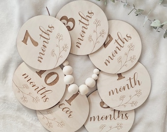 Wooden Baby Milestones, Baby Shower Gift, Hello World, New Baby Gift, Photo Props, Baby Announcement, Laser Engraved Keepsakes, Monthly