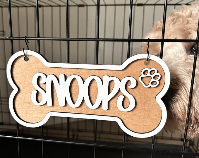 Image showcasing Personalized Dog Name Plate, Kennel Name Sign, Dog Crate Name Plaque ...