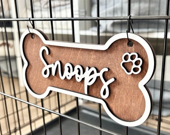 Personalized Wooden Dog Crate Name Sign, Custom Pet Gift