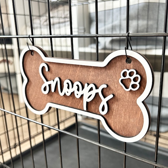 Personalized Wooden Dog Crate Name Sign, Custom Pet Gift