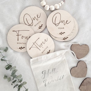 Disques en bois pour les jalons du mois, accessoires photo bébé au mois, marqueurs pour jalons bébé, cadeaux pour bébé, nom de bébé, cadeau baby shower