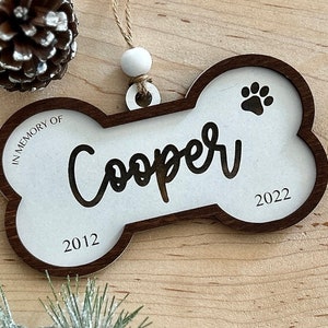 Personalized Dog Ornament, Custom Dog Bone Ornament, Dog Memorial Name Ornament, 3D Pet Ornament, Christmas Gift, Dog Lover&#39;s gift