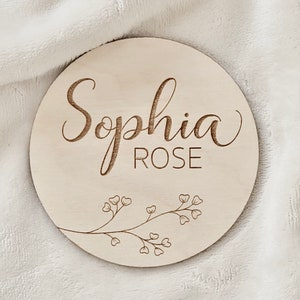 Marqueurs en bois d'étapes mensuelles, cadeau de baby shower, panneau de faire-part de nouveau-né, disques d'étapes mensuelles pour accessoire photo de bébé, nom de bébé