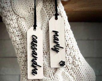 Personalized Stocking Tags, Wooden 3D Name Tags, Christmas Stocking Tags, Custom Stocking Tags, Pet Stocking Tags, Personalized Gifts, Decor