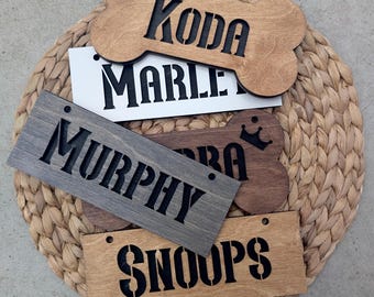 Letrero personalizado con nombre de mascota, fuente de plantilla resistente, decoración para jaula de perro