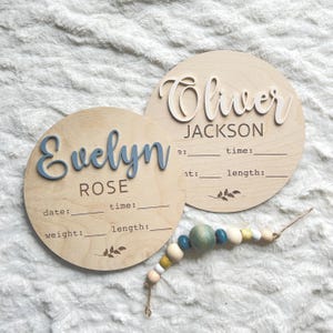 Personalized Baby Birth Announcement Sign, Laser-Etched Baltic Birch