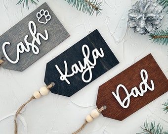 Personalized Wooden tags, 3D Stocking Name tags, Custom Gift Labels, Pet Christmas Tags, Christmas Stocking Tags, Christmas Decor