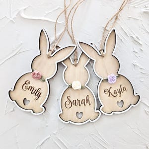 Personalized Easter Basket Tag | 3D Wooden Bunny Name Tag