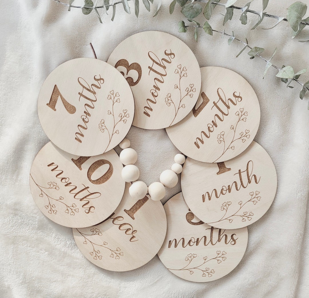 Wooden Monthly Milestone Markers, Baby Shower Gift, Newborn ...