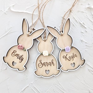 Étiquettes de panier de Pâques, étiquettes de lapin de Pâques personnalisées, étiquettes de panier de Pâques lapin personnalisées, décoration de Pâques, marque-places de Pâques personnalisés, décoration de Pâques vintage
