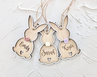 Easter Basket Tags Bunny Easter Tags Personalized Rabbit Easter Basket Tags Name Easter Decoration custom Easter Place cards Easter Gifts