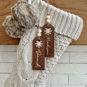 Personalized Christmas Stocking Tag, Hand Painted Wooden Name Tag